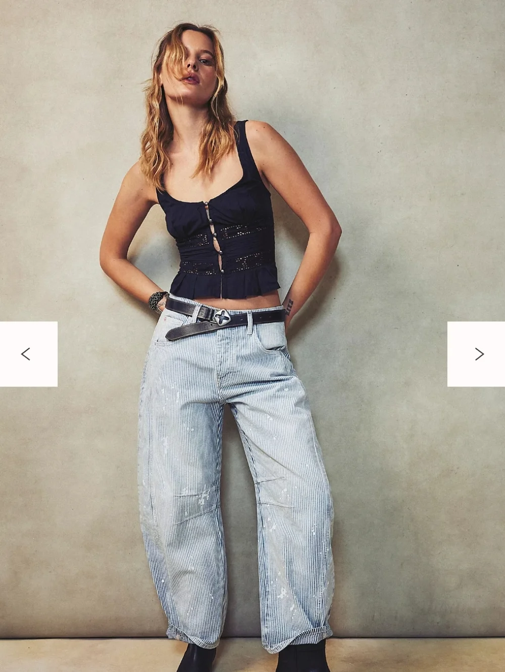 We The Free 31 Good Luck Stripe Barrel Jeans Mid NWT Paint Splatter Jeans - Picture 9 of 14